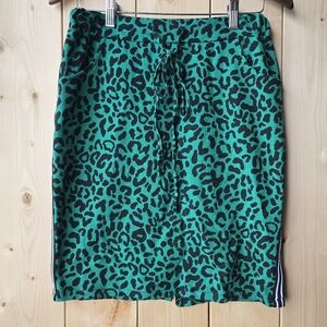 Made In Italy Green Black Leopard Print Pencil Skirt Womens Large